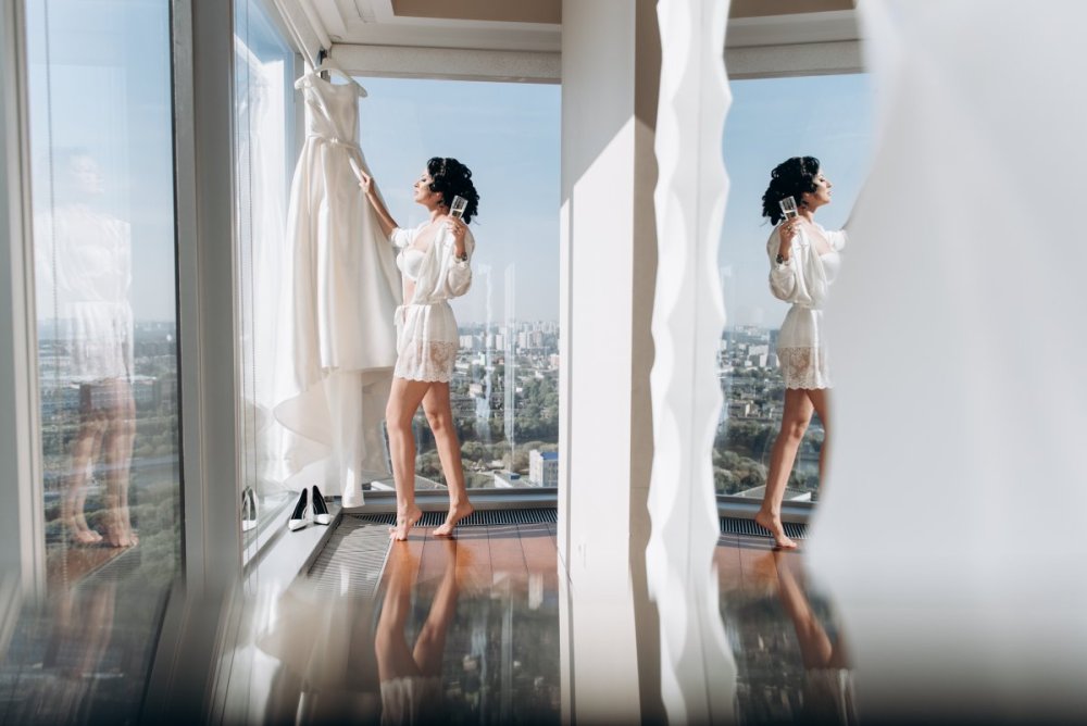 Photo by the panoramic window girl stylish