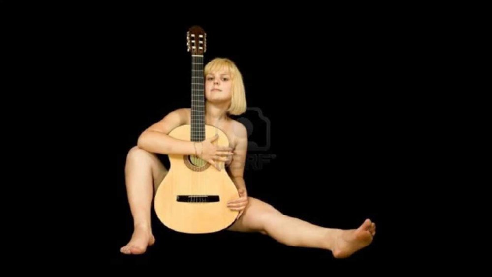 Photo shoot with white guitar