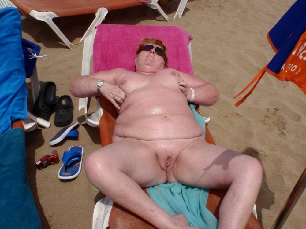 Naked elderly women on the beach