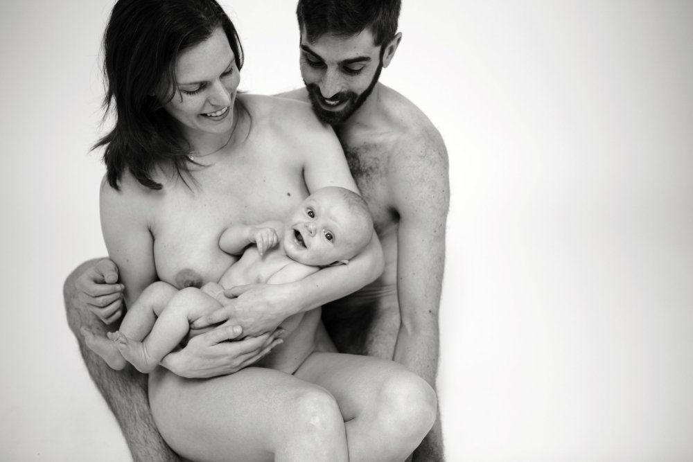 Naked young mothers with daughters