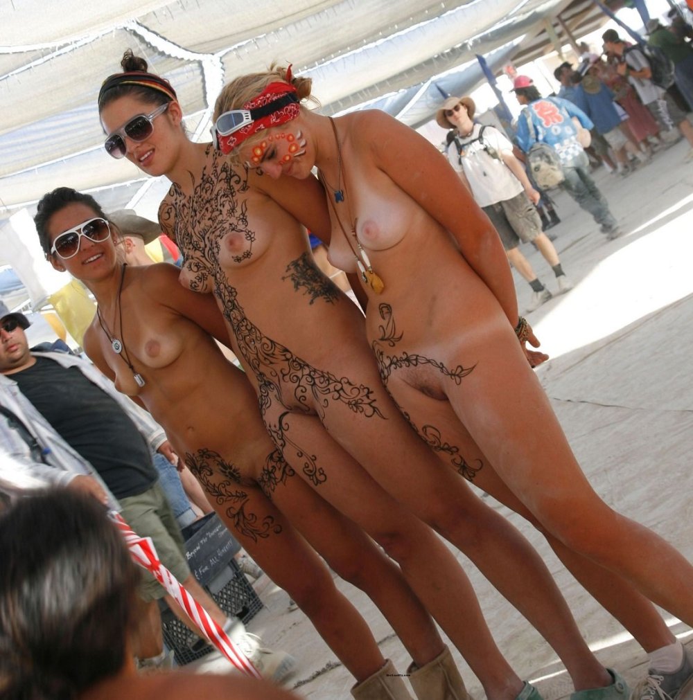 Naked nudists at festivals