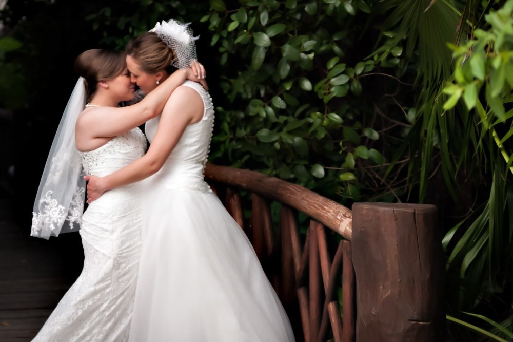 Bright lesbian wedding couples