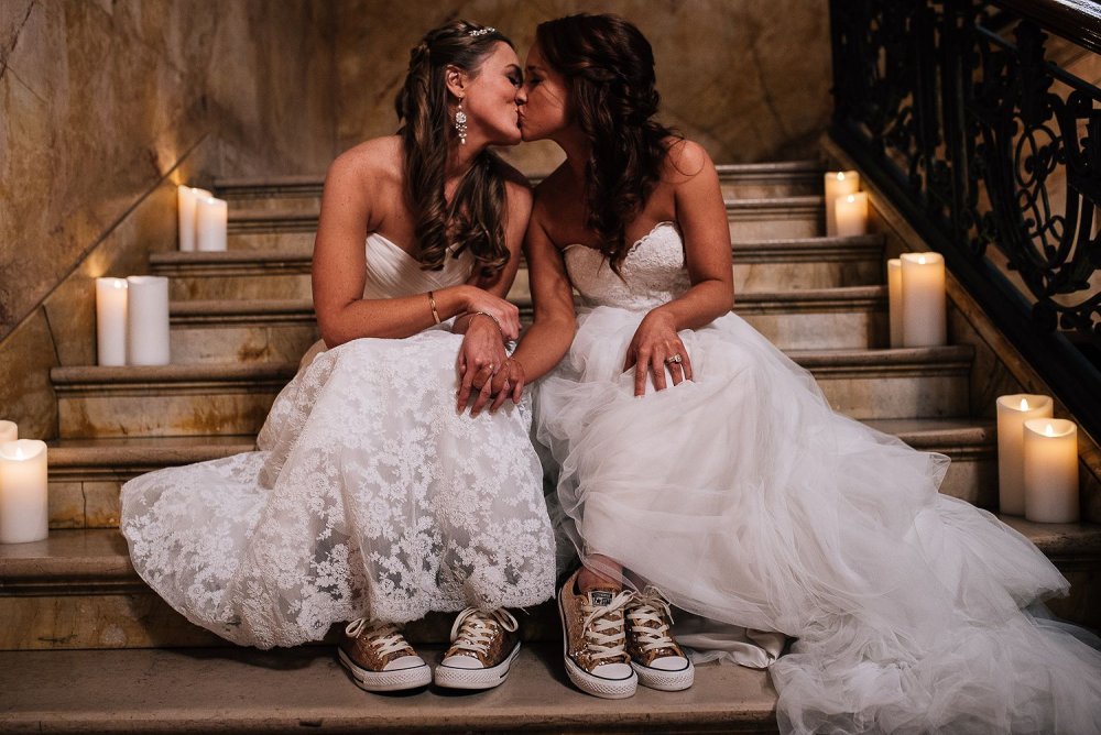 Lesbian in wedding dresses