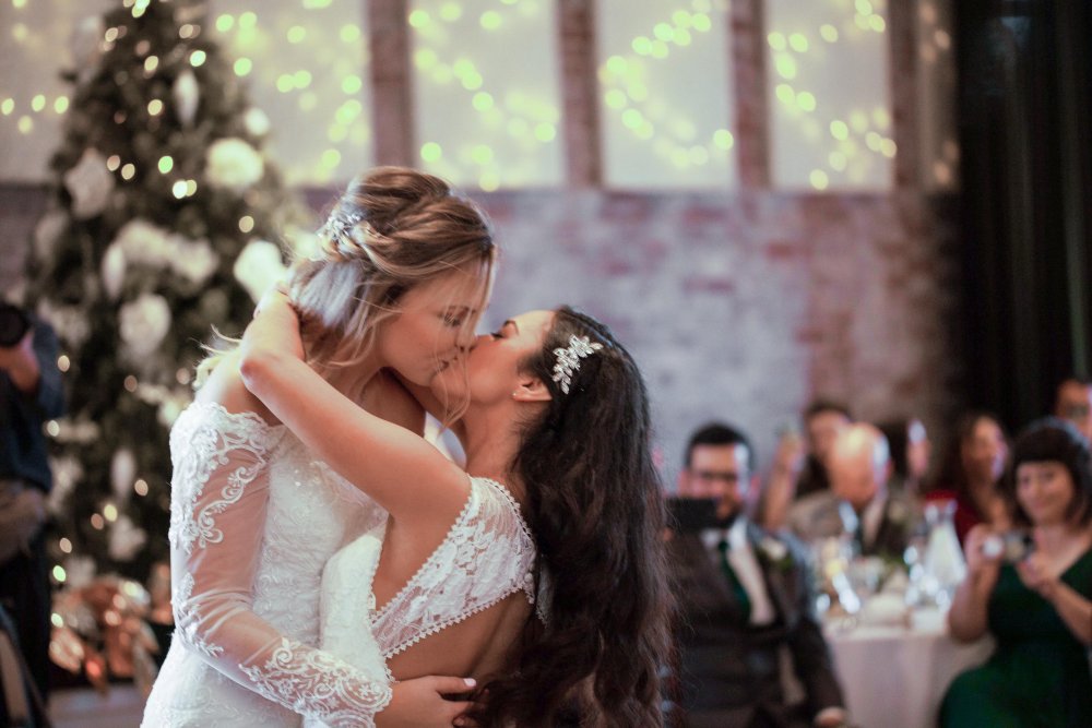 Lesbian in wedding dresses