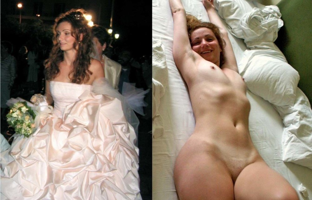 Brides in the dress and striped
