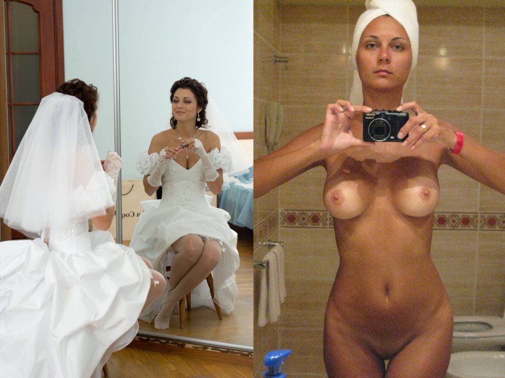 In a wedding dress without panties