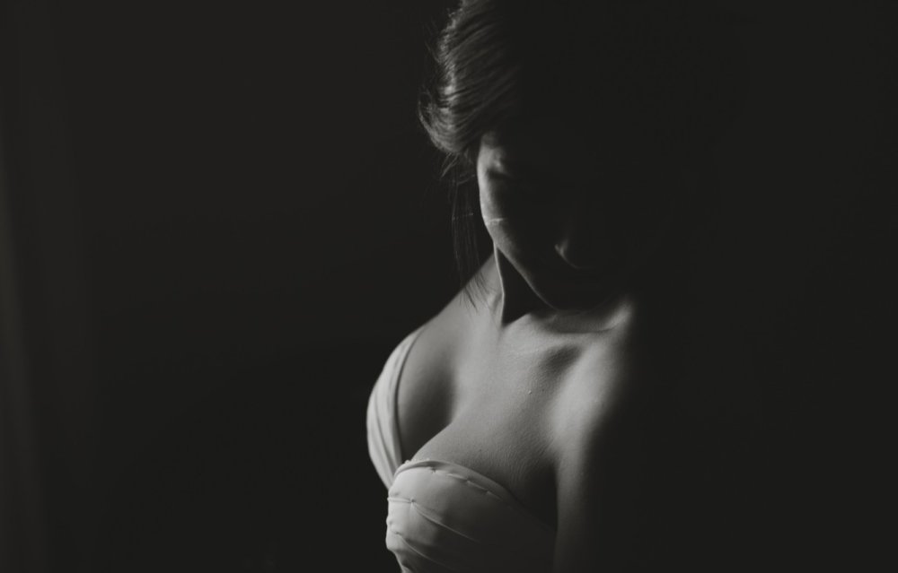 Female breasts black white