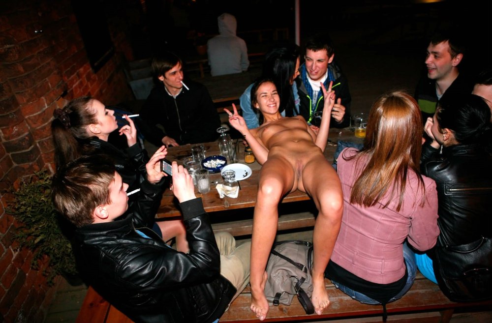 The girl undressed at the party