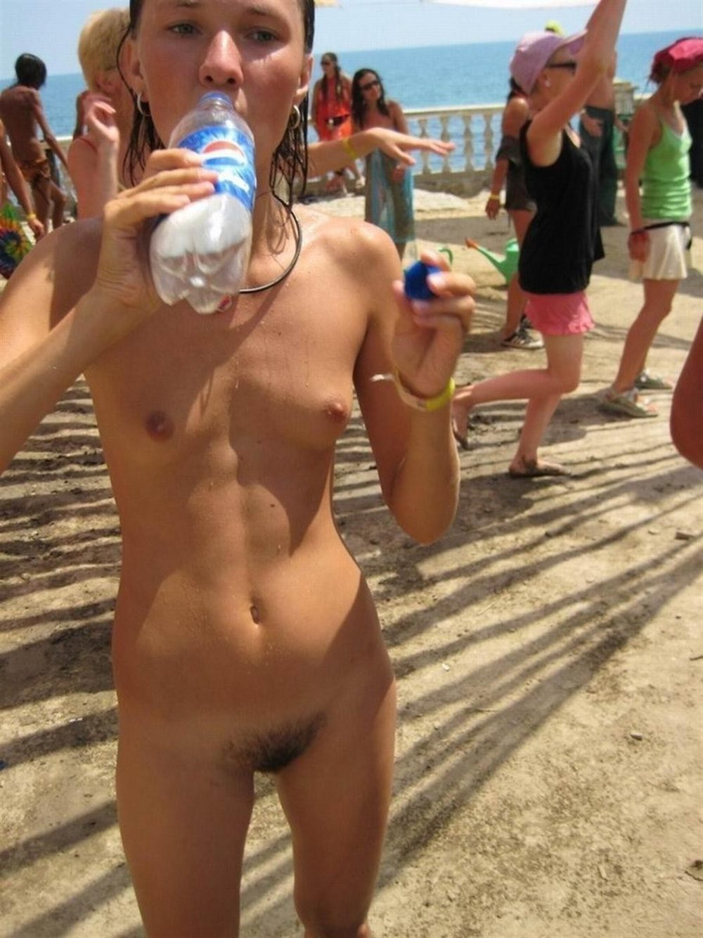 Naked wife in the summer soul