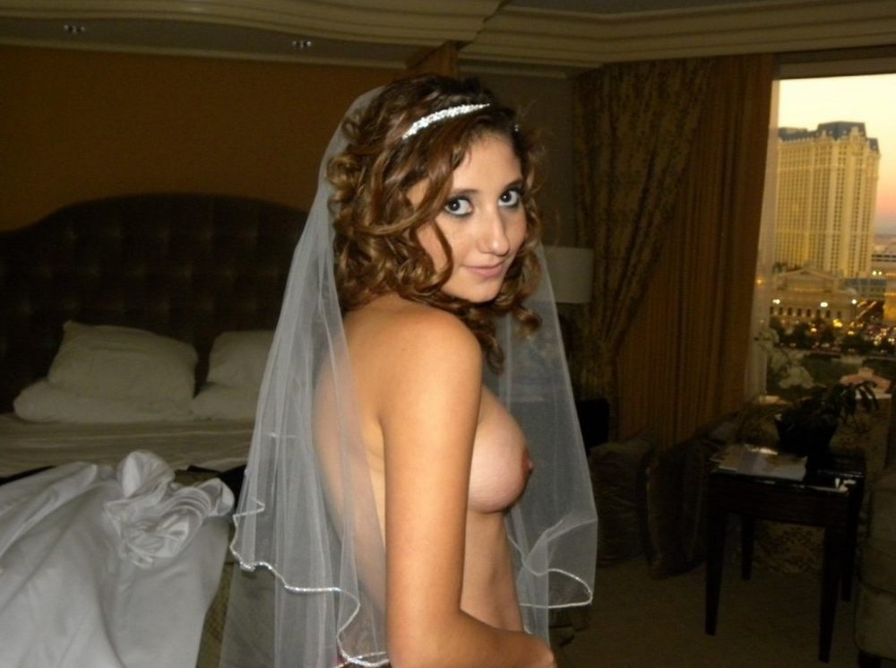 Naked women in a wedding dress