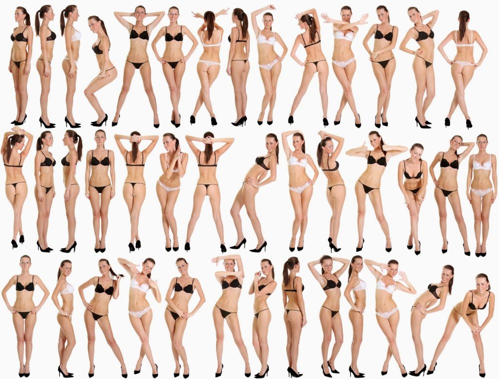 Naked breasts of different shapes