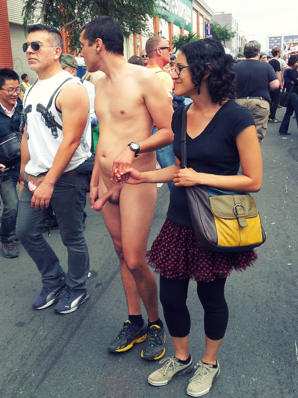 Naked man dressed woman