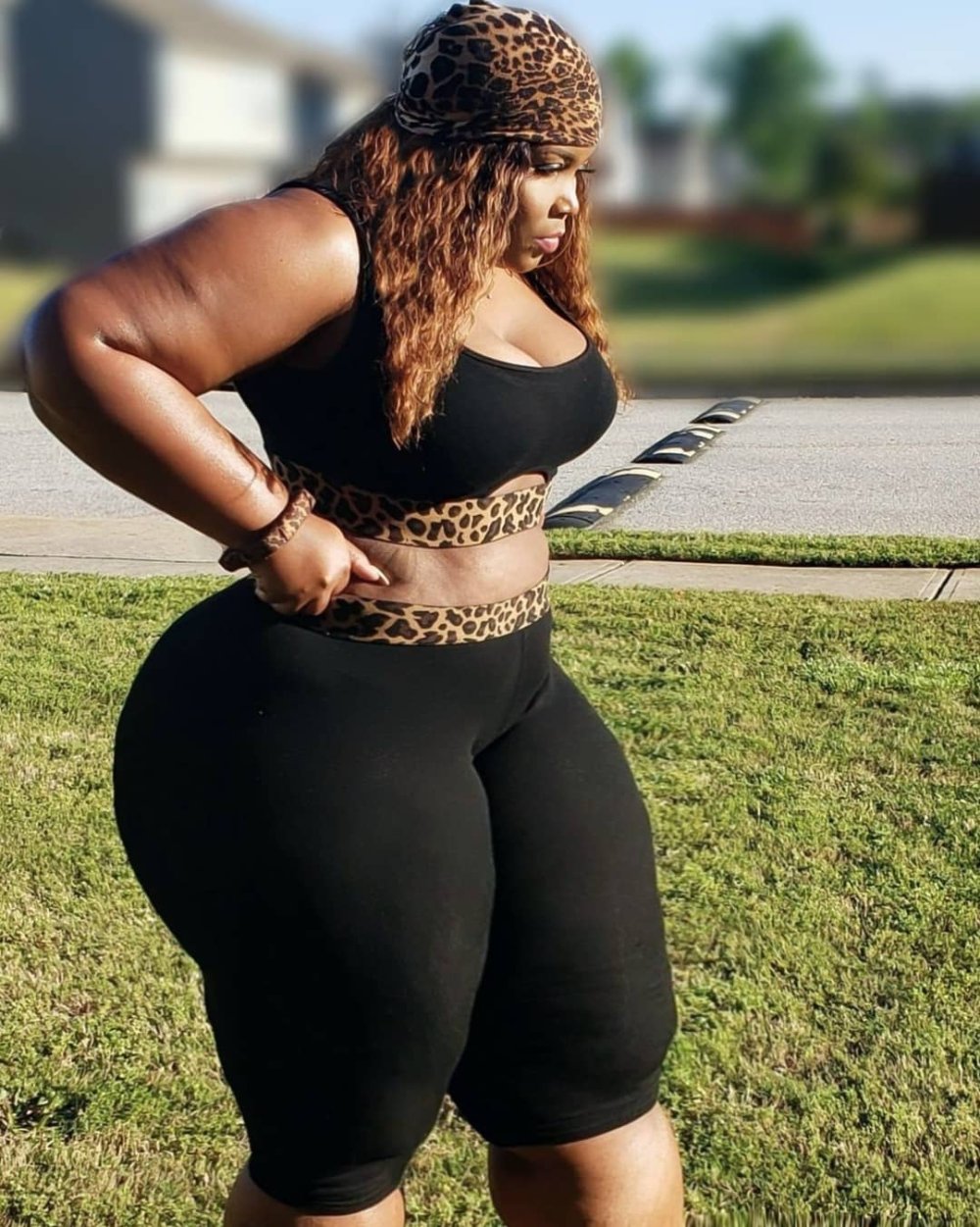 Big Black Eboni in a swimsuit
