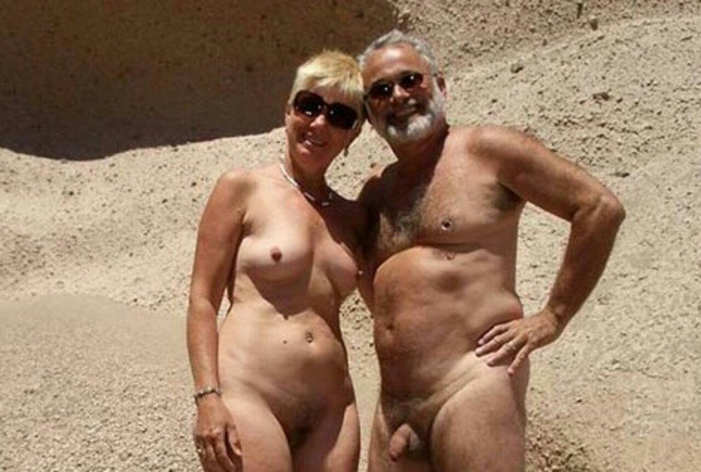 Naked mature pairs in nature