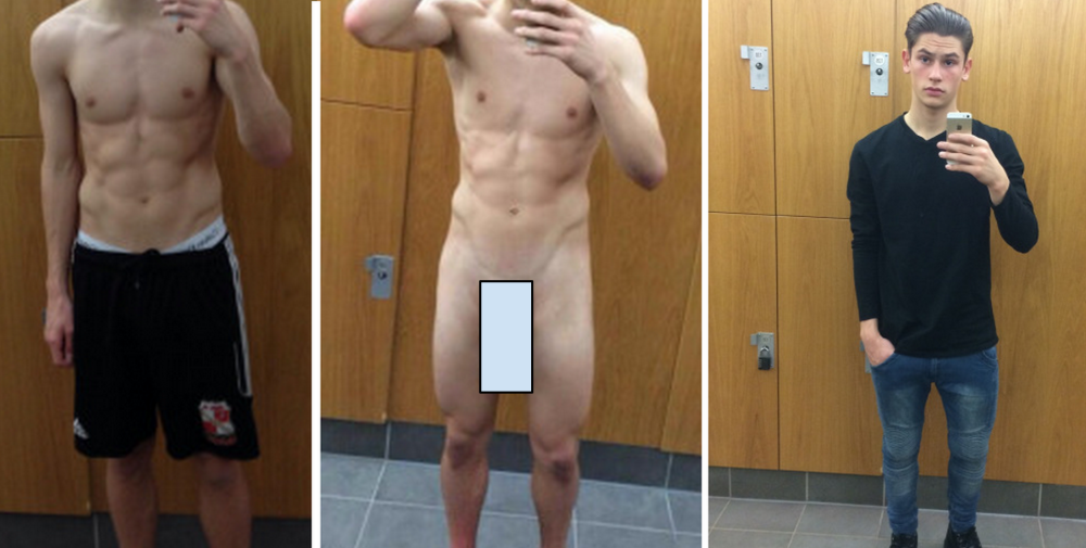 Naked Aaron Moody football player with big