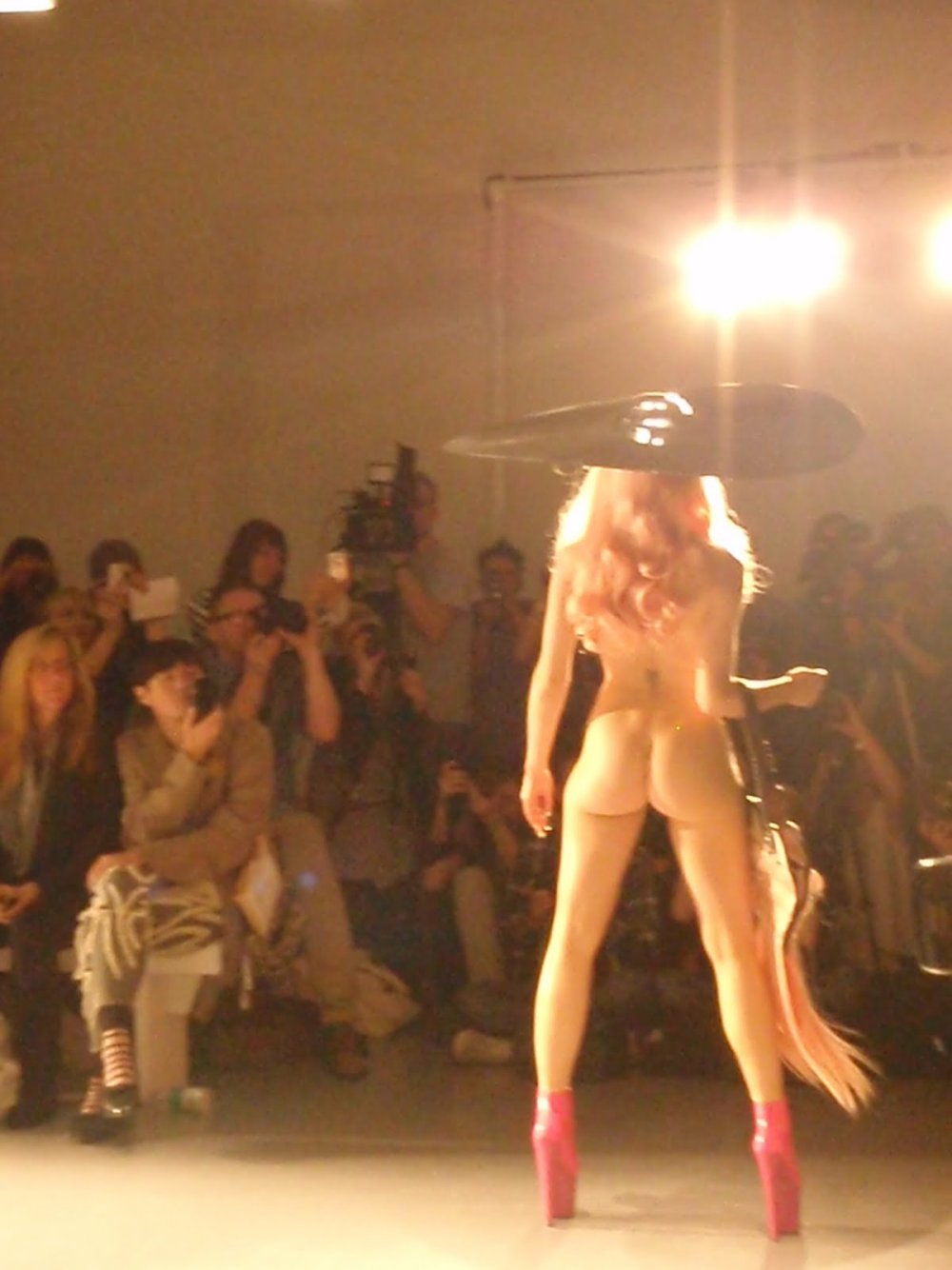 Naked models without panties on the catwalk