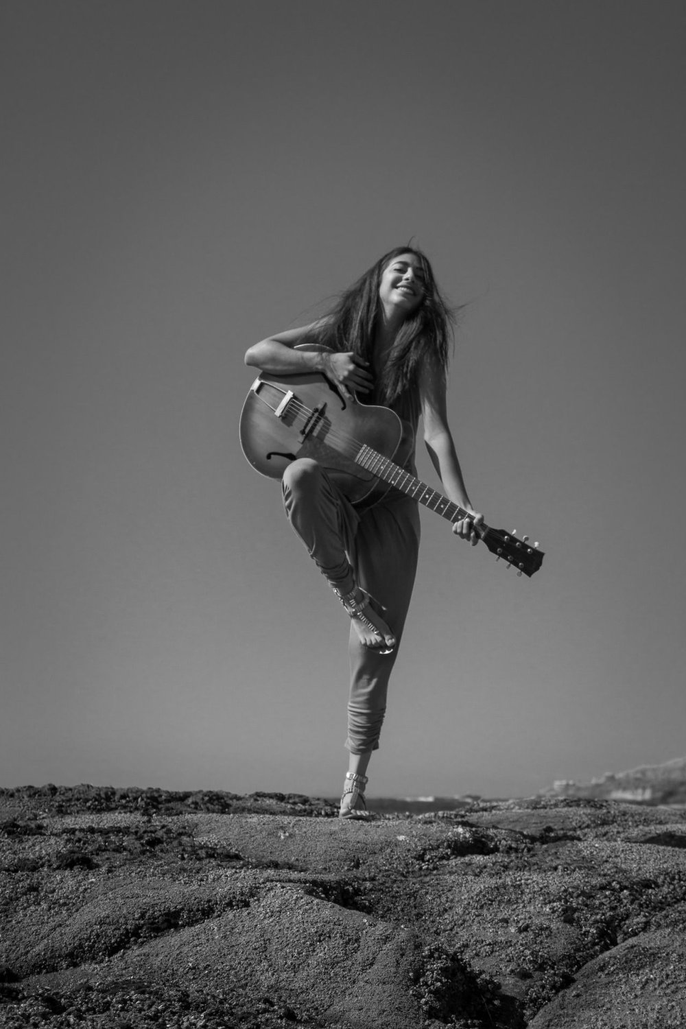 Blonde with a guitar