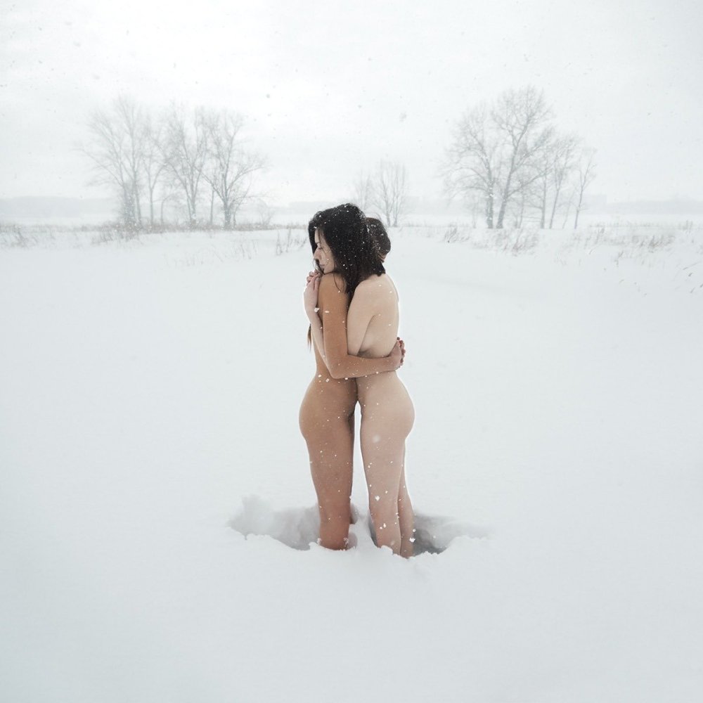 Russian Girl Luda Nude and Barefoot in Snow