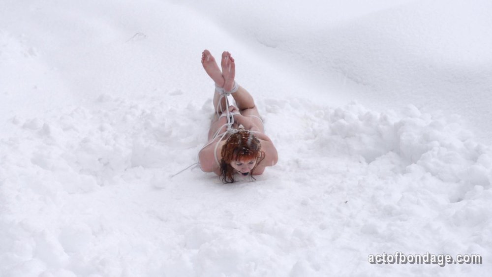 Naked barefoot in the snow