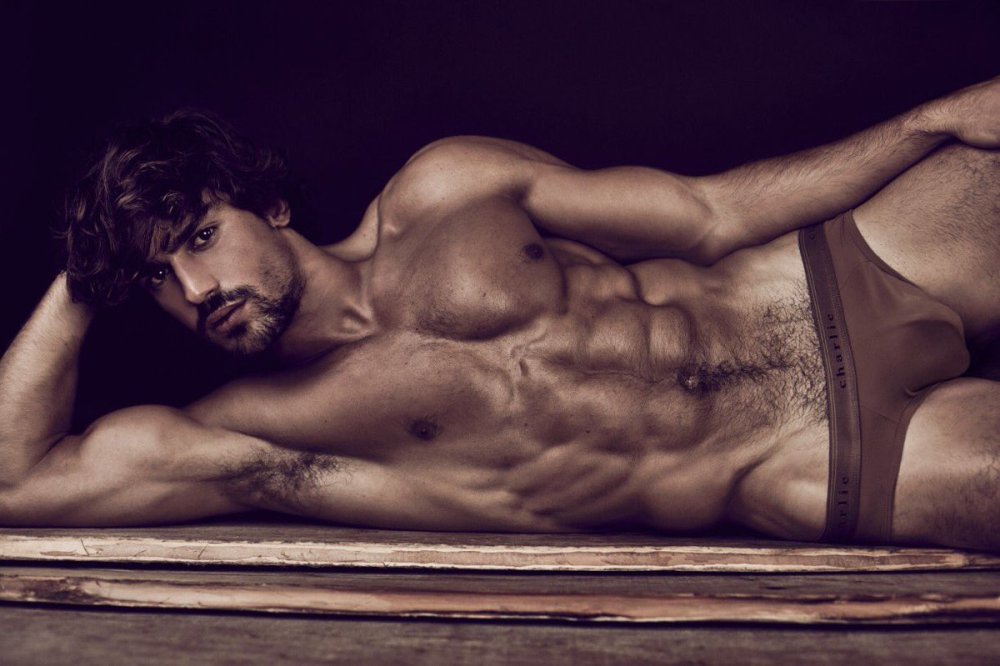 Male torso in water