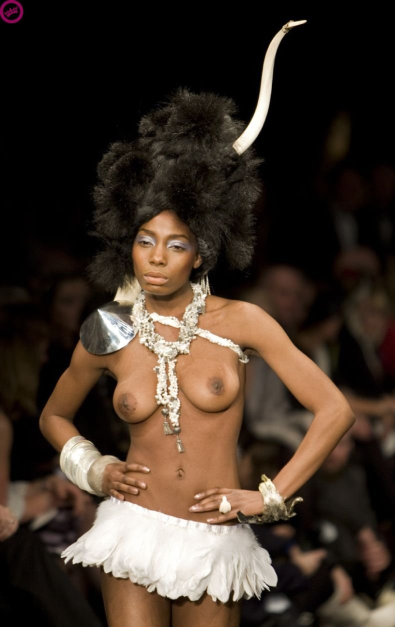 Nude black women on the podium