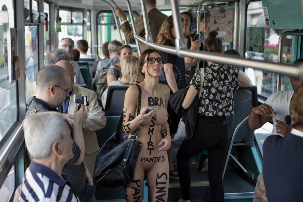 Girls without panties in public transport