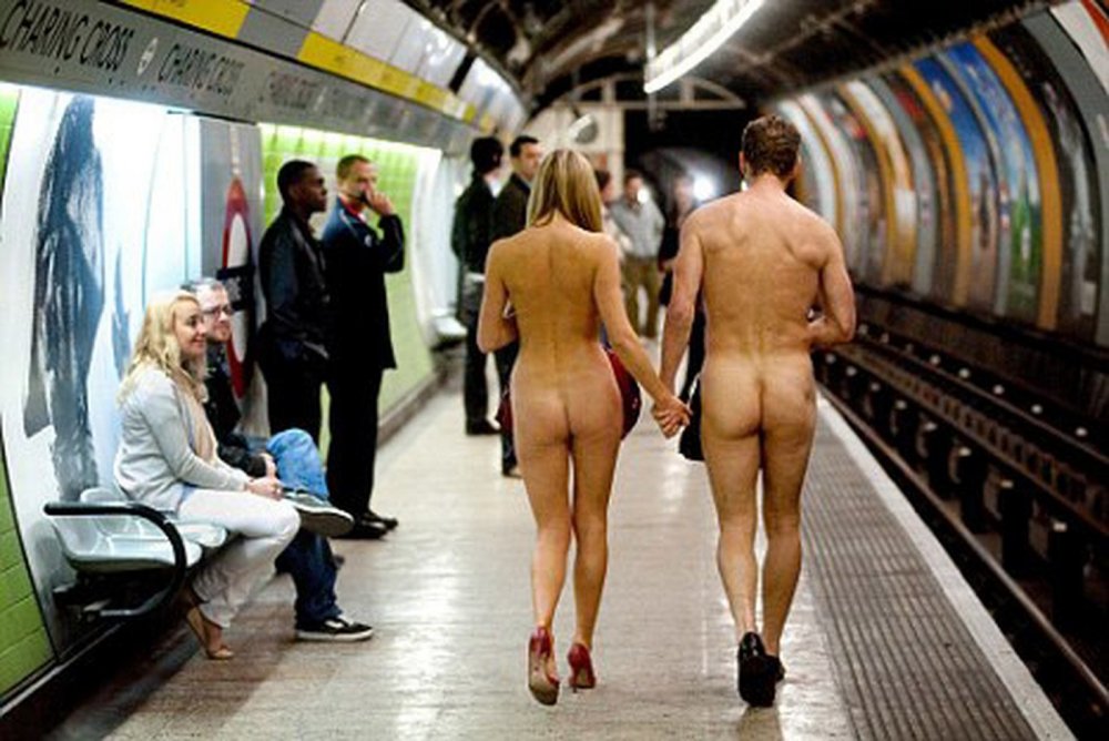 Nude girls in the subway