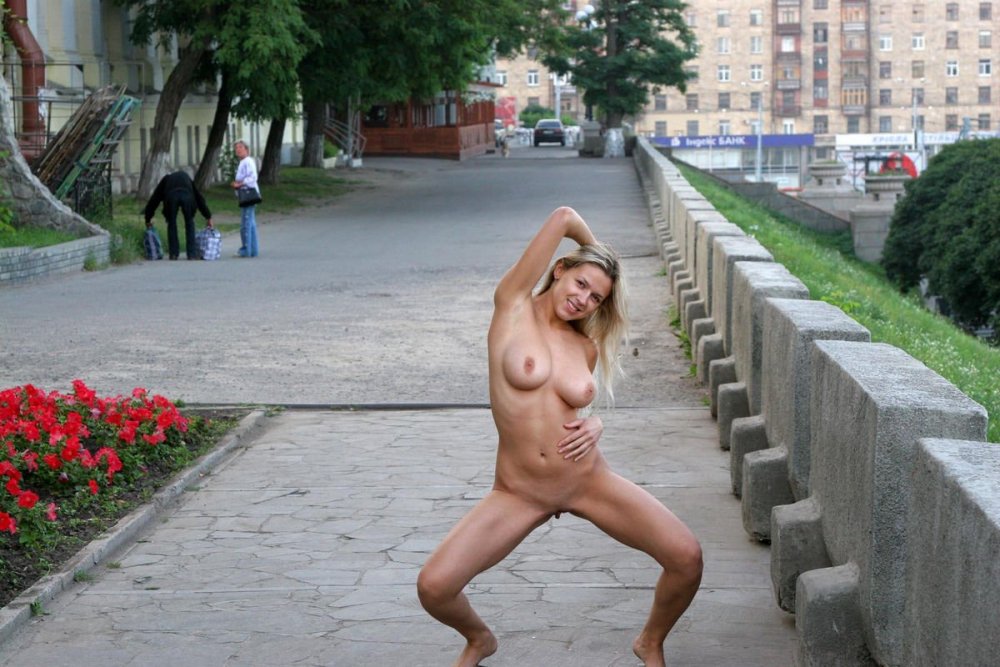 Naked women on the streets of the city