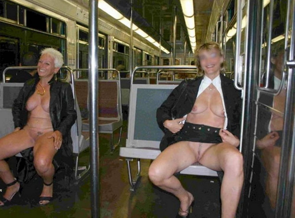 Naked mature in transport