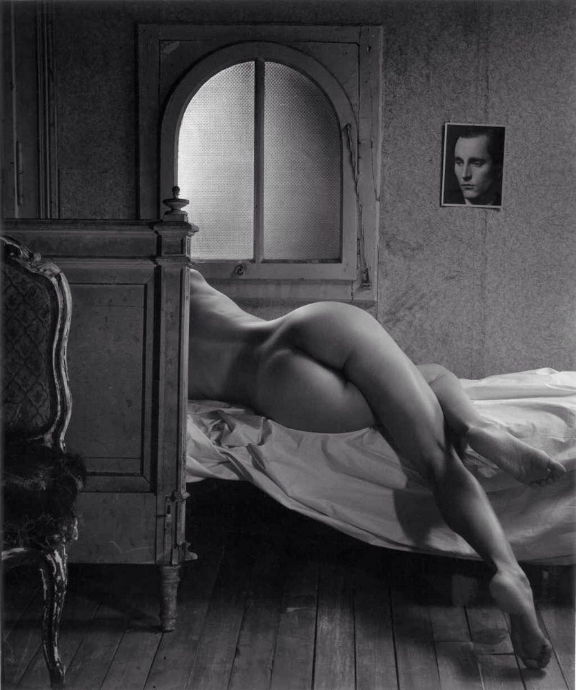 Black and white erotic masturbation mirror photo