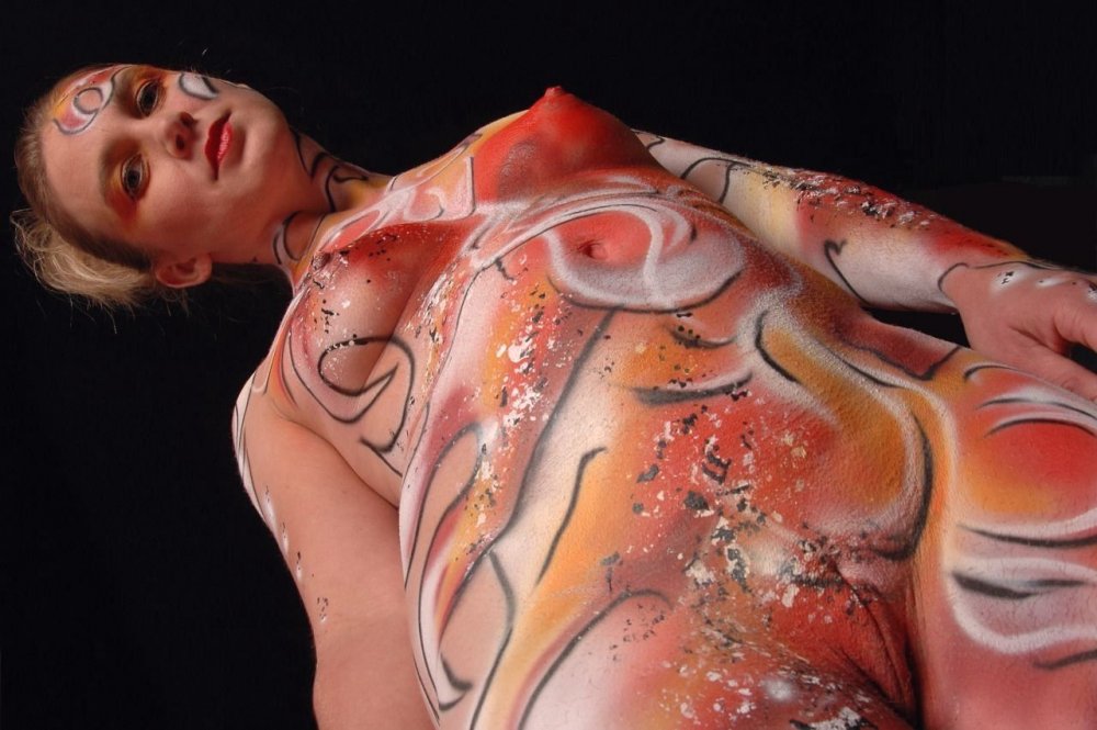 Body art woman with big breasts