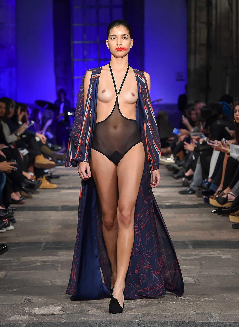 Naked models on fashion show