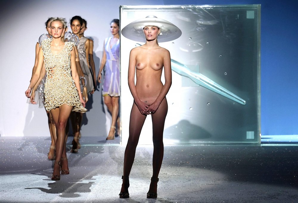 Transparent underwear on the podium