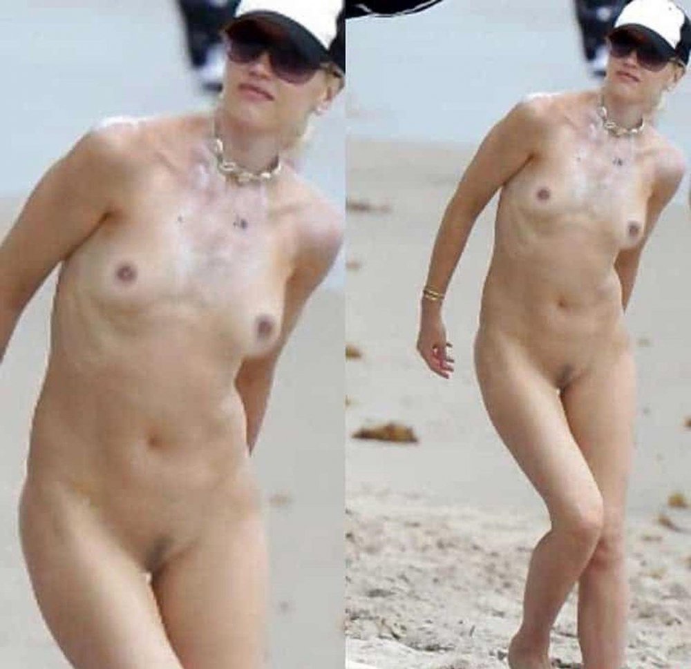 Pink singer with bare breasts