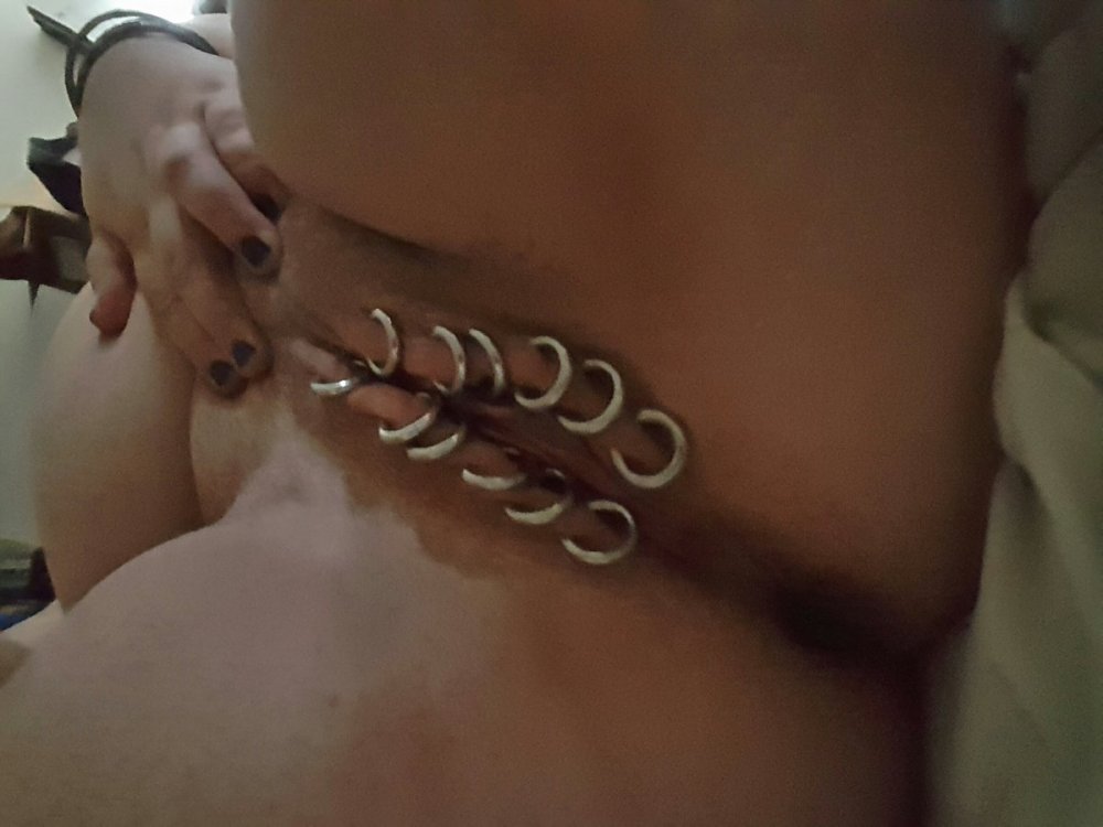 Playing Bottle on BDSM Piercing