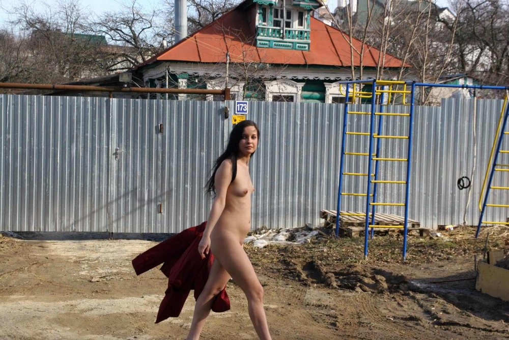 Embarrassed naked women