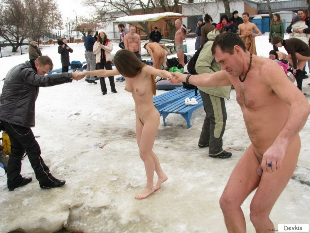 Bare hairy women bathe