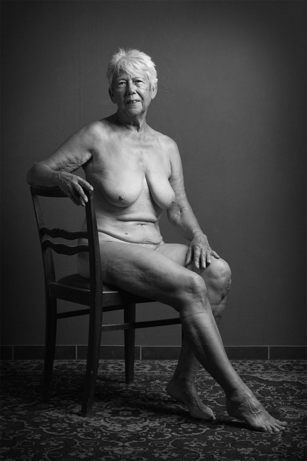Naked women aged outdoor