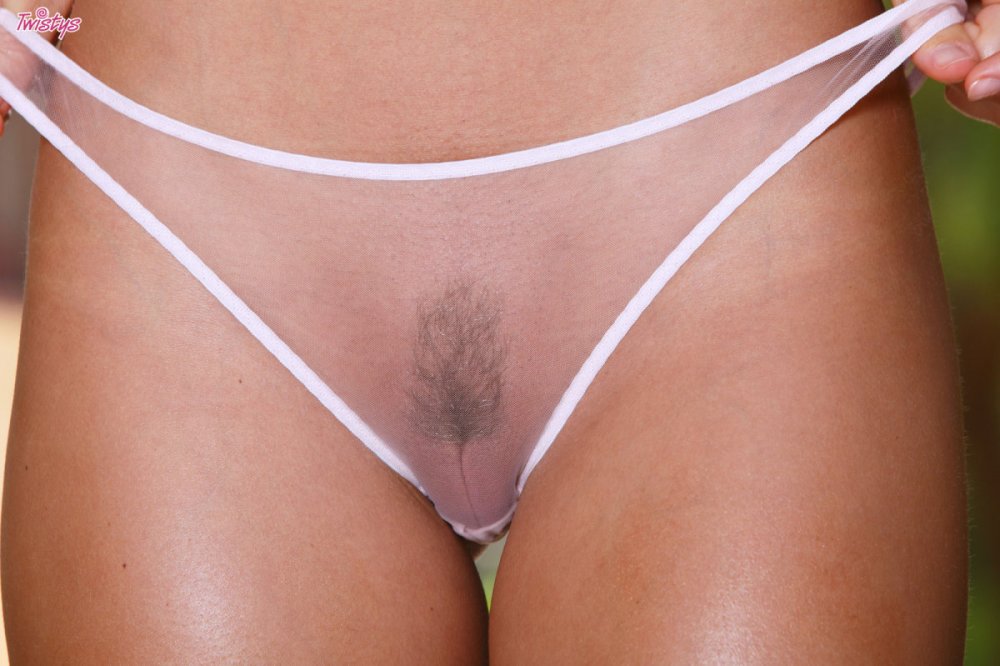 Female pubes in transparent panties