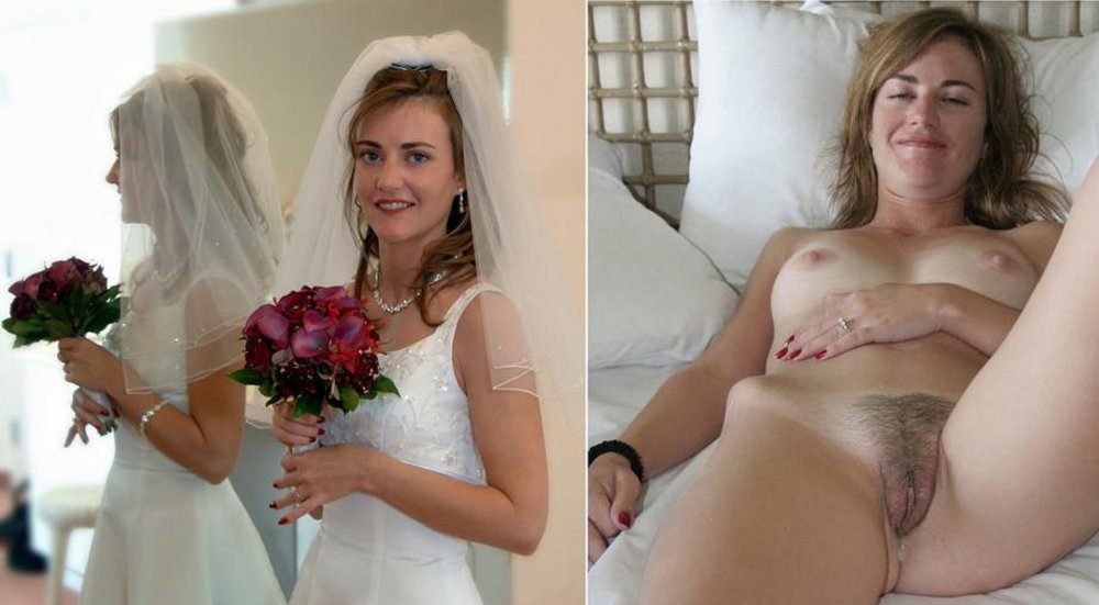 Naked women in a wedding dress