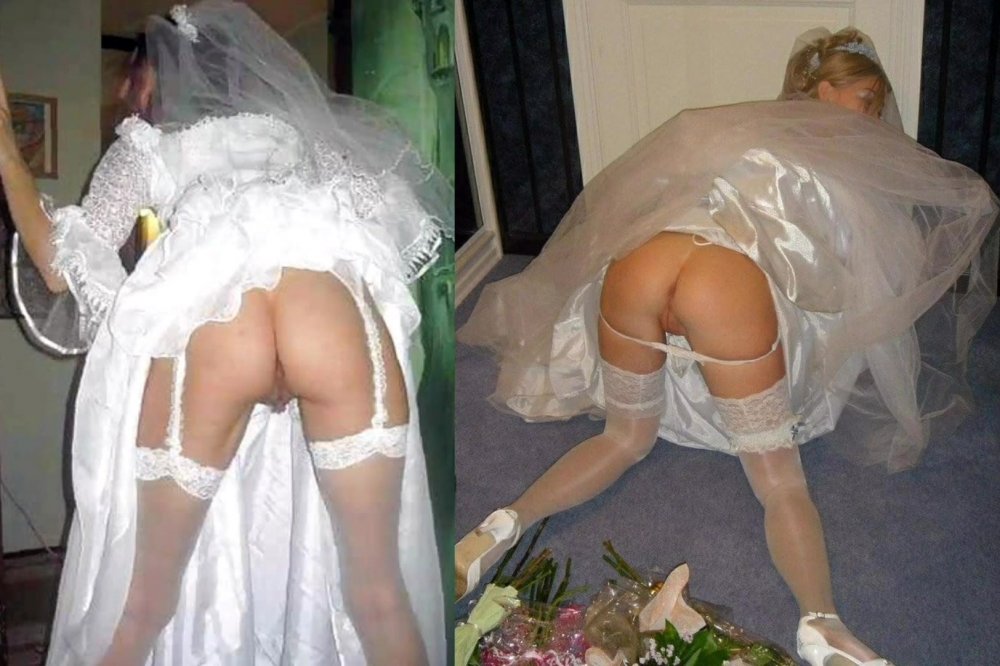 Bride at the wedding without panties