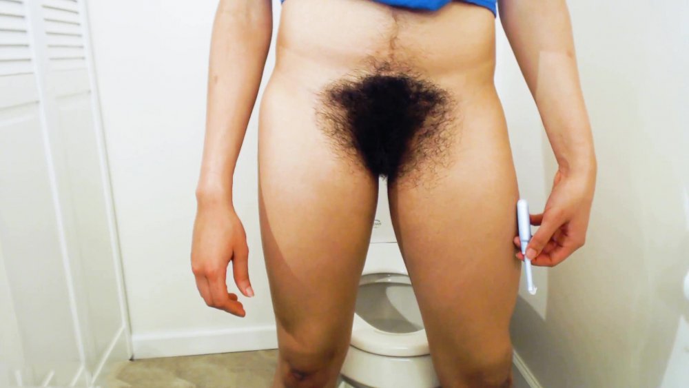 Hairy female pubis close-up