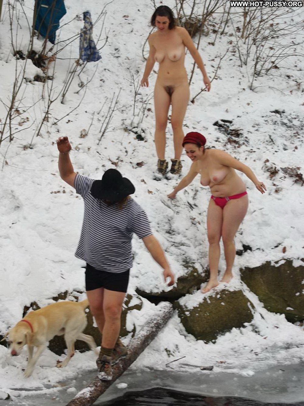 Naked woman in the winter forest