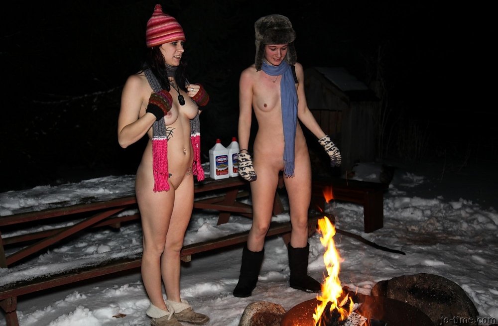 In winter, naked private