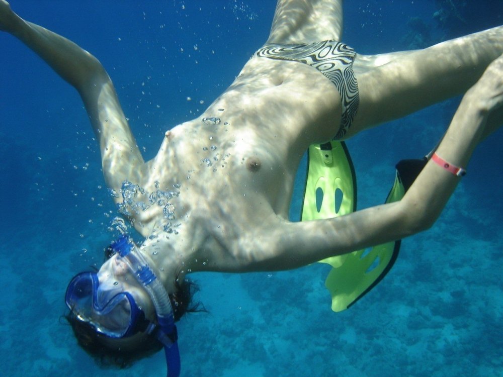 Diving topless