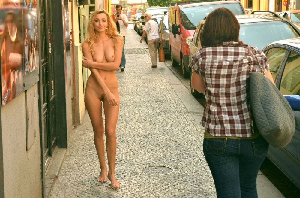 The model is undressed in public