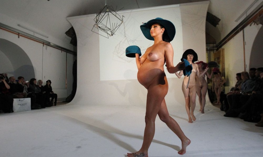 Naked mannequins on the podium