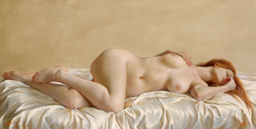 Naked women in lying paintings