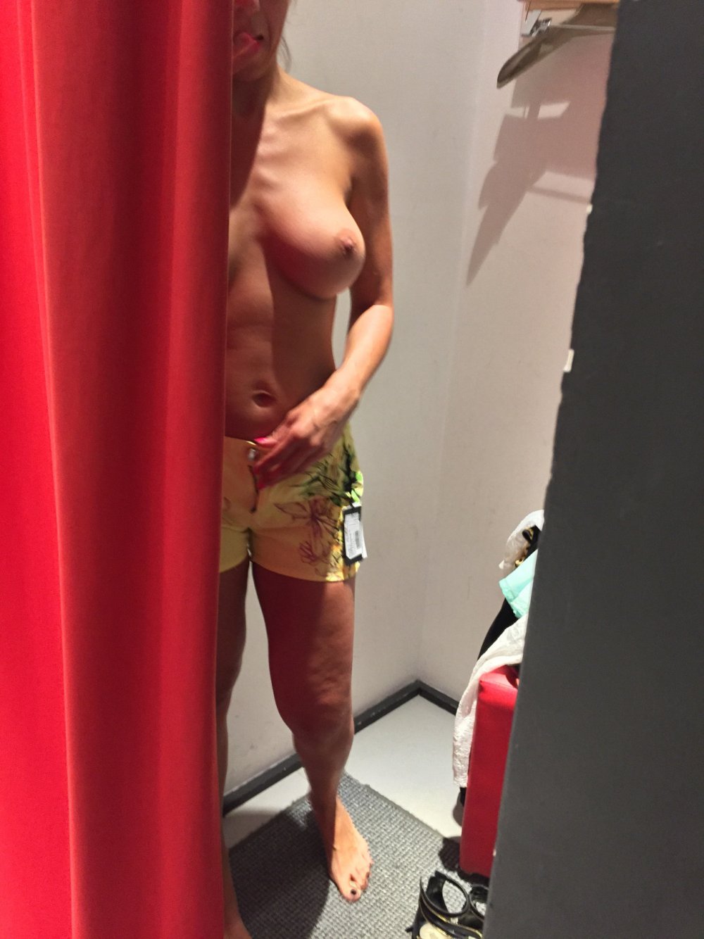 Beautiful breasts in fitting room