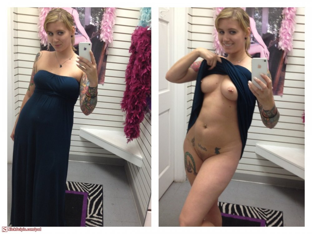 Dressed undressed selfie fitting